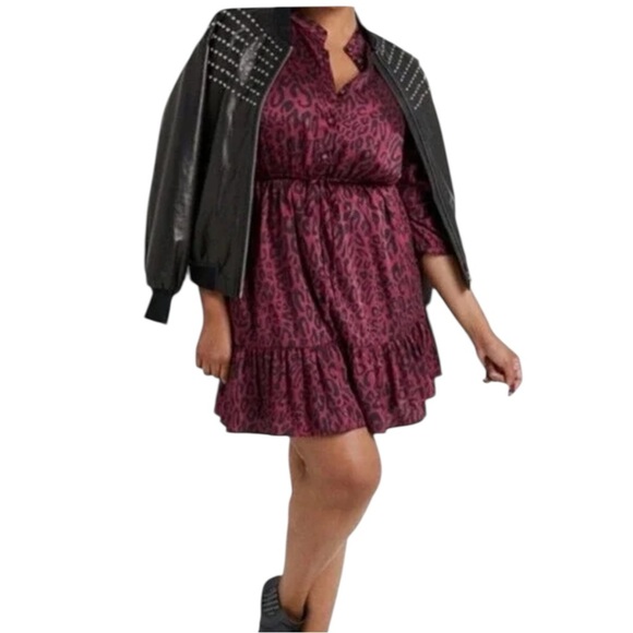 REBECCA MINKOFF BOHEMIAN BURGUNDY & BLACK OLLIE DRESS SZ 1X EUC - Picture 5 of 10